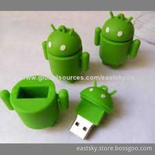 Customized Robot-shaped USB Flash Drive, Made of Soft PVC Material, OEM Orders are Welcome